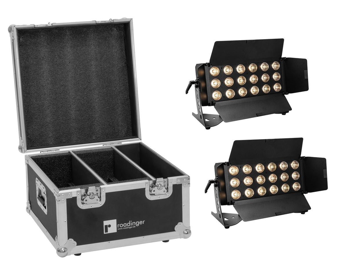 EUROLITE Juego de 2 bombillas LED CLS-18 QCL RGB/WW 18 x 7 W + Flightcase