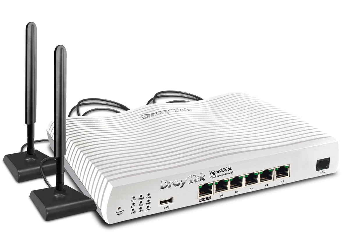 DrayTek Vigor2866L - Serie LTE - Router 4G LTE & G.Fast para pequeñas y Medianas Empresas