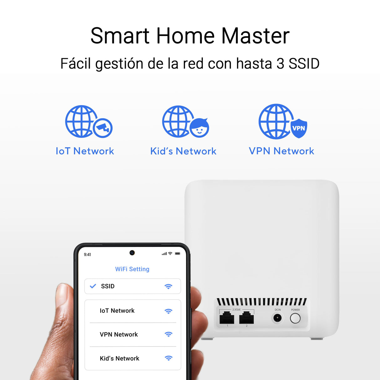 ASUS ZenWiFi BD4 2-Pack Mesh WiFi 7 de Doble Banda, 3600 Mbps, Cobertura de 470 m², Dos Puertos 2,5G, Controles de Seguridad y parentales incluidos, Smart Home Master SSIDs, Blanco