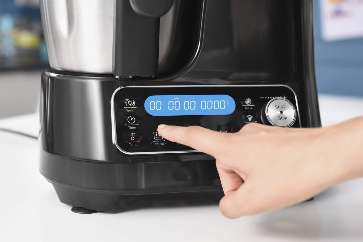 Moulinex HF456810, ClickChef Cocina multifunción compacta, 1400 W, 5 Programas, 32 Funciones, Báscula de cocina integrada, Olla a vapor, Batidora, Color Negro, 3.6 L