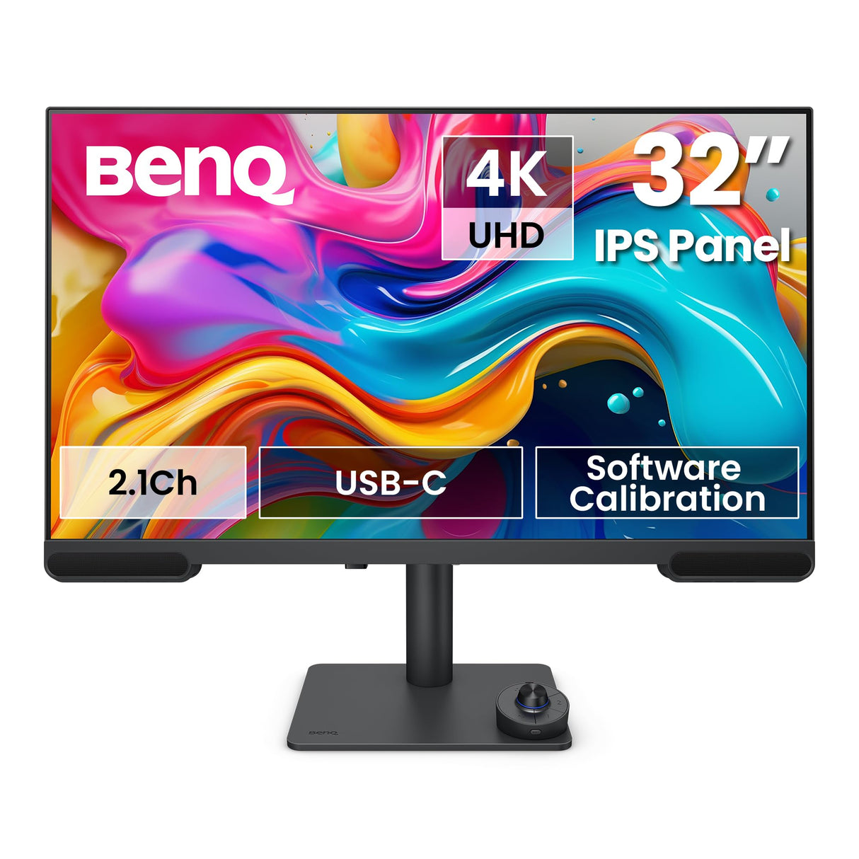 BenQ PV3200U Monitor 4K UHD de 32” para edición de vídeo, 95% DCI-P3, 100% Rec.709/sRGB, Altavoces 2.1, USB-C de 65 W, Compatible con Mac, calibrado de fábrica, calibración por Software.