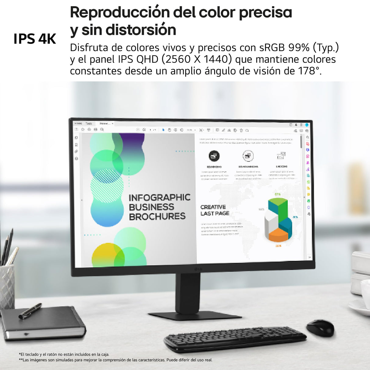 LG 24U631A-B - Monitor 23.8'', Panel IPS, (2560 x 1440), 100 Hz, 5ms (GtG), WebOS23, sRGB 99%, QHD, Ajuste en Inclinación (Eje Horizontal), Negro