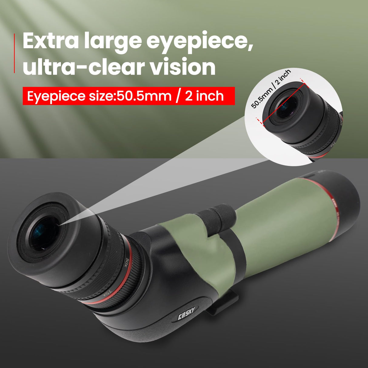 Gosky El más Nuevo 20-60X80 HD Dual Focusing Spotting Scope, BAK4 Prism 45 Degree Angular Ocular con trípode, Adaptador de Smartphone, Alcance para observación de Aves, Tiro al Objetivo, Caza,