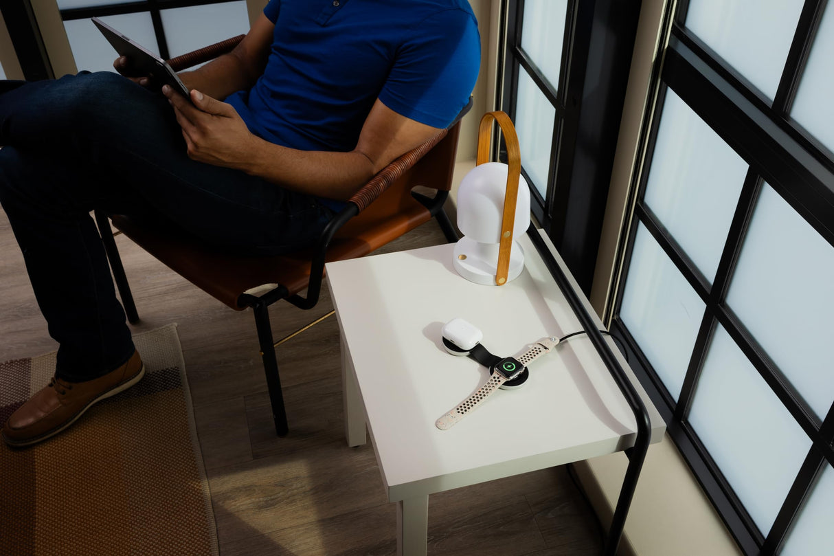 Twelve South Butterfly 2 en 1 Cargador inalámbrico Compacto Plegable con Adaptador de Viaje, Carga MagSafe Duo de 15 W para iPhone, Airpods y Apple Watch