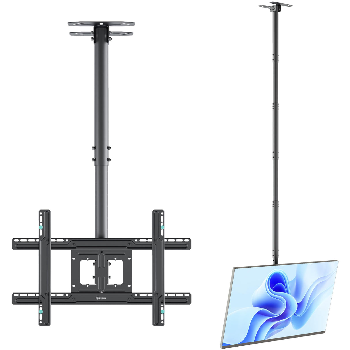 ONKRON Soporte TV Techo de 32 a 80 Pulgadas - Base para TV en Color Negro con Carga de hasta 68 kg - Soporte Television con MAX VESA 600x400 mm/Brazo Television Inclinable con Altura Regulable N2L-B