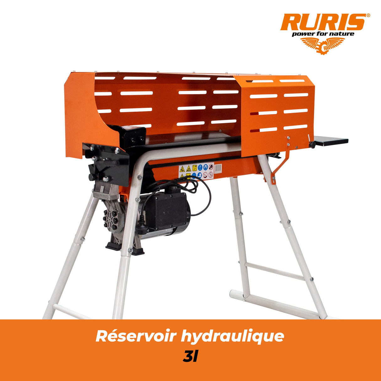 RURIS Ruris DL700-2200 W - Divisor de troncos eléctrico - con soporte y jaula