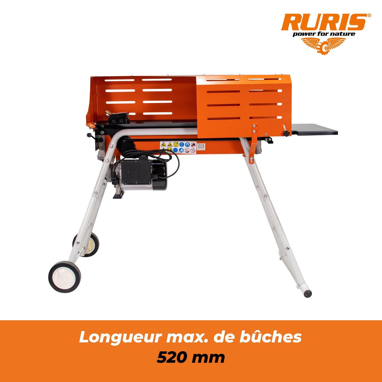 RURIS Ruris DL700-2200 W - Divisor de troncos eléctrico - con soporte y jaula