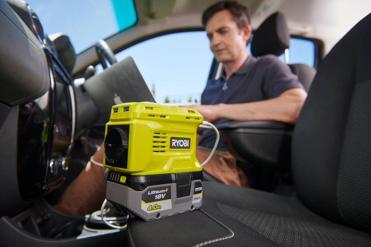 RYOBI 18V One+ Kit Solar de Viaje – Panel Solar Plegable con Power Bank y Cargador – Energía Portátil Ideal para Camping