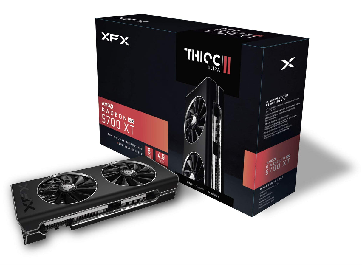 XFX RX-57XT8DBD6 XT Thicc II Ultra - Tarjeta gráfica de 8GB, GDDR6, 1980MHz 3xDP HDMI, PCI