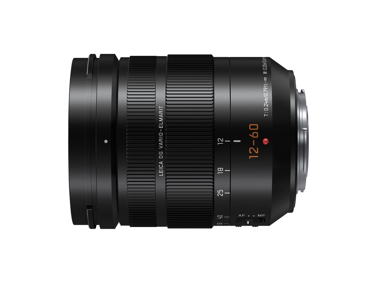 Panasonic LEICA DG VARIO-ELMARIT H-ES12060 - Objetivo Zoom estándar para cámaras de montura M4/3 (Focal 12-60 mm, F2.8-F4, lentes asféricas, tamaño filtro 62 mm, POWER O.I.S), negro