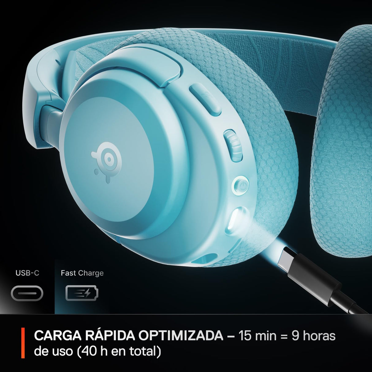SteelSeries Arctis Nova 3P Wireless Auriculares Gaming multiplataforma - App - Batería 40h - Controladores magnéticos de neodimio - 2,4 GHz/Bluetooth - Micro extraíble - PS5, PS4, PC, Switch -Aqua