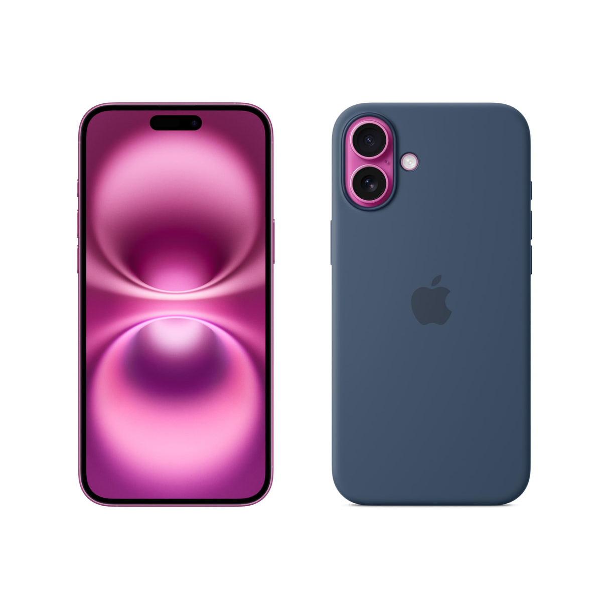 Apple iPhone 16 Plus (128 GB) - Rosa + Funda de Silicona con MagSafe - Denim