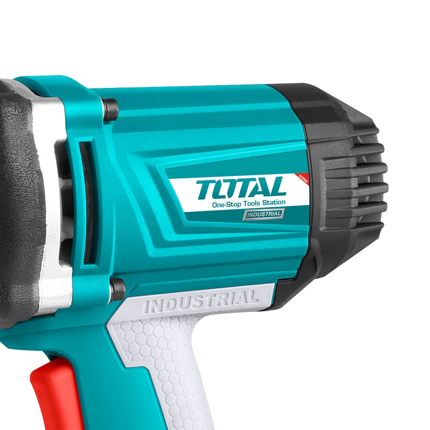 TOTAL - Llave de Impacto a Cable de 550 Nm - Pistola Neumática Eléctrica - Carcasa de Aluminio con Protector de Goma - Incluye un Adaptador y 6 Llaves de Vaso