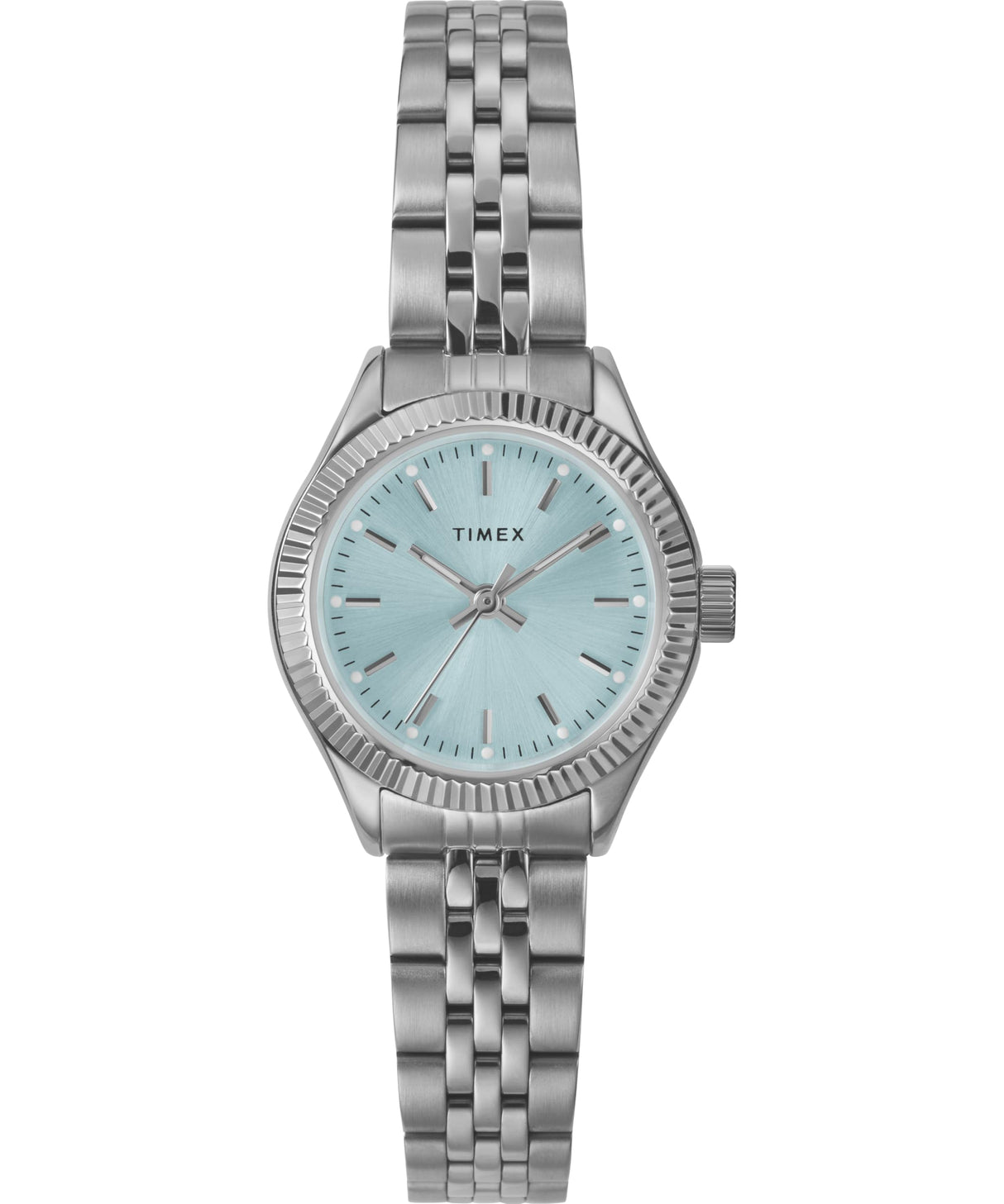 Timex Trend TW2W90700 - Reloj de Mujer 25 mm, Brazalete de Acero Inoxidable en Tono Plateado, Esfera Azul y Caja en Tono Plateado