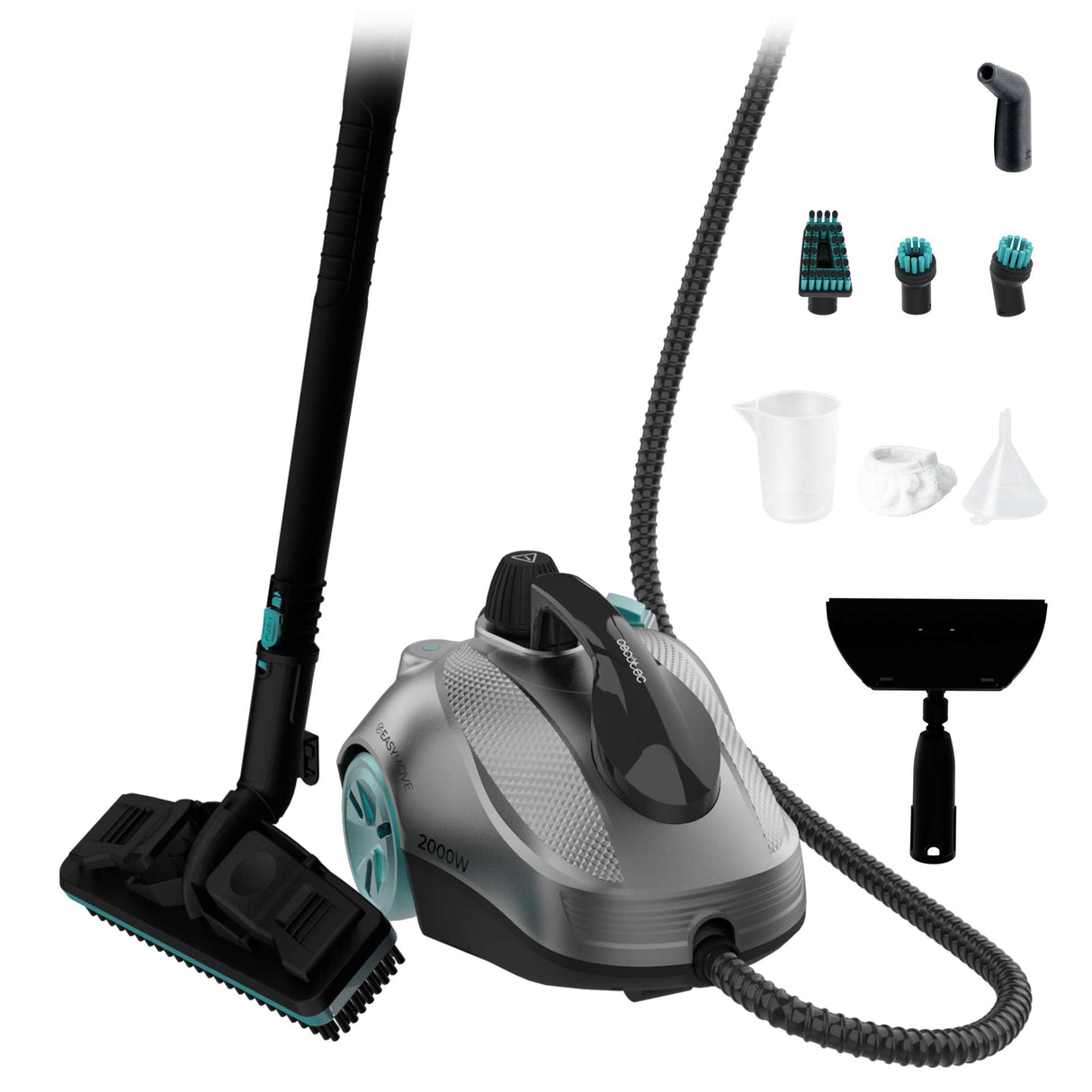 Cecotec Vaporeta de Trineo Hydrosteam 2000 Easyhome Max, 2000 W de potencia, 60 g/min, 5 bares de presión, 7,5 m radio acción, Depósito XXL 2 litros, 150 min ininterrumpidos, kit Accesorios