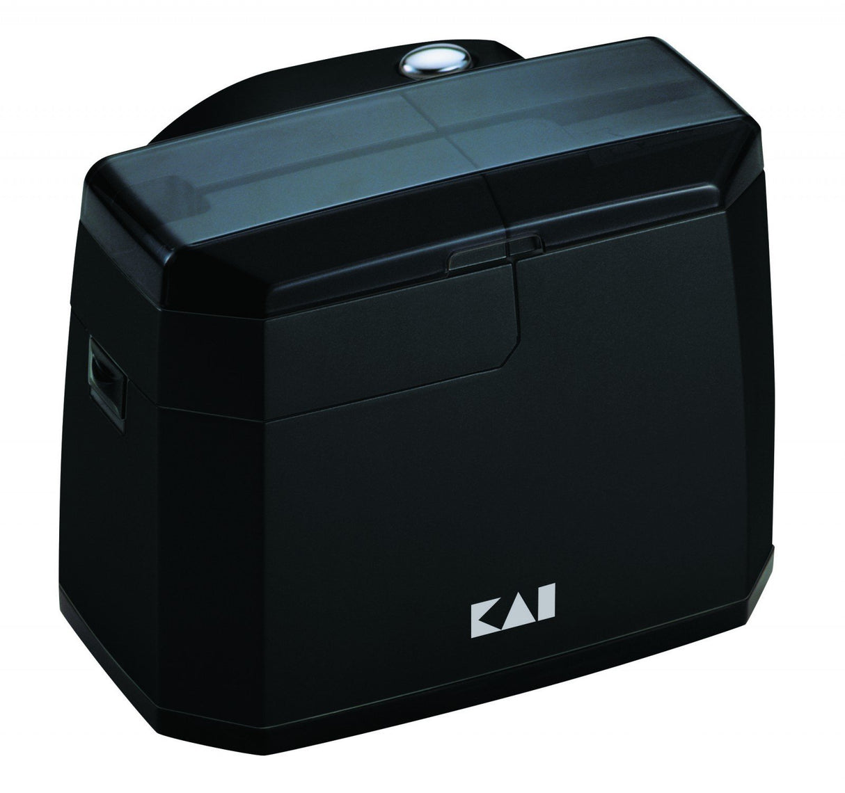 KAI Afilador de cuchillos eléctrico 15° ángulo AP-118S con unidad de afilado de cerámica, pies antideslizantes, dimensiones 13,8 x 11,1 x 10,5 cm Incluye unidad de pulido