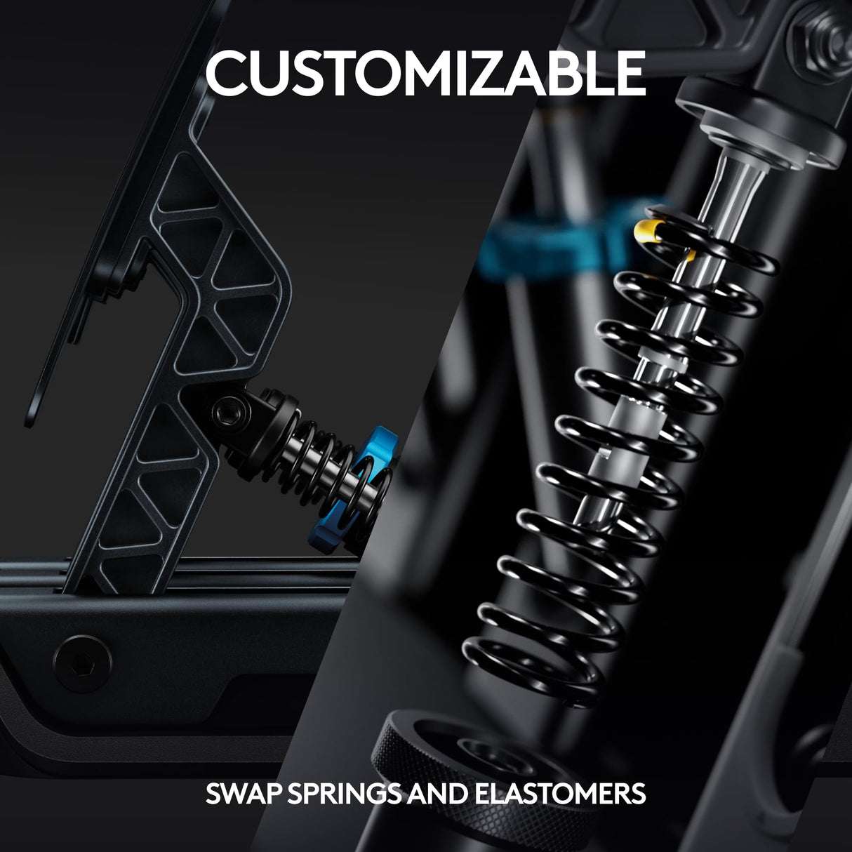 Logitech G PRO Racing Pedals - Pedales de simulación de carreras con freno con celda de carga de 100 kg, totalmente personalizables, resortes y elastómeros intercambiables, diseño modular, Negro