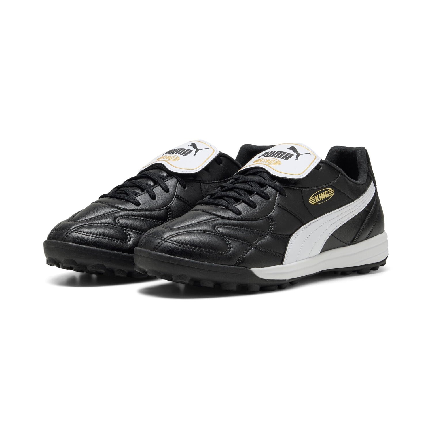 PUMA King Top TT, Zapatillas de fútbol Unisex Adulto, Negro Blanco Oro, 42 EU