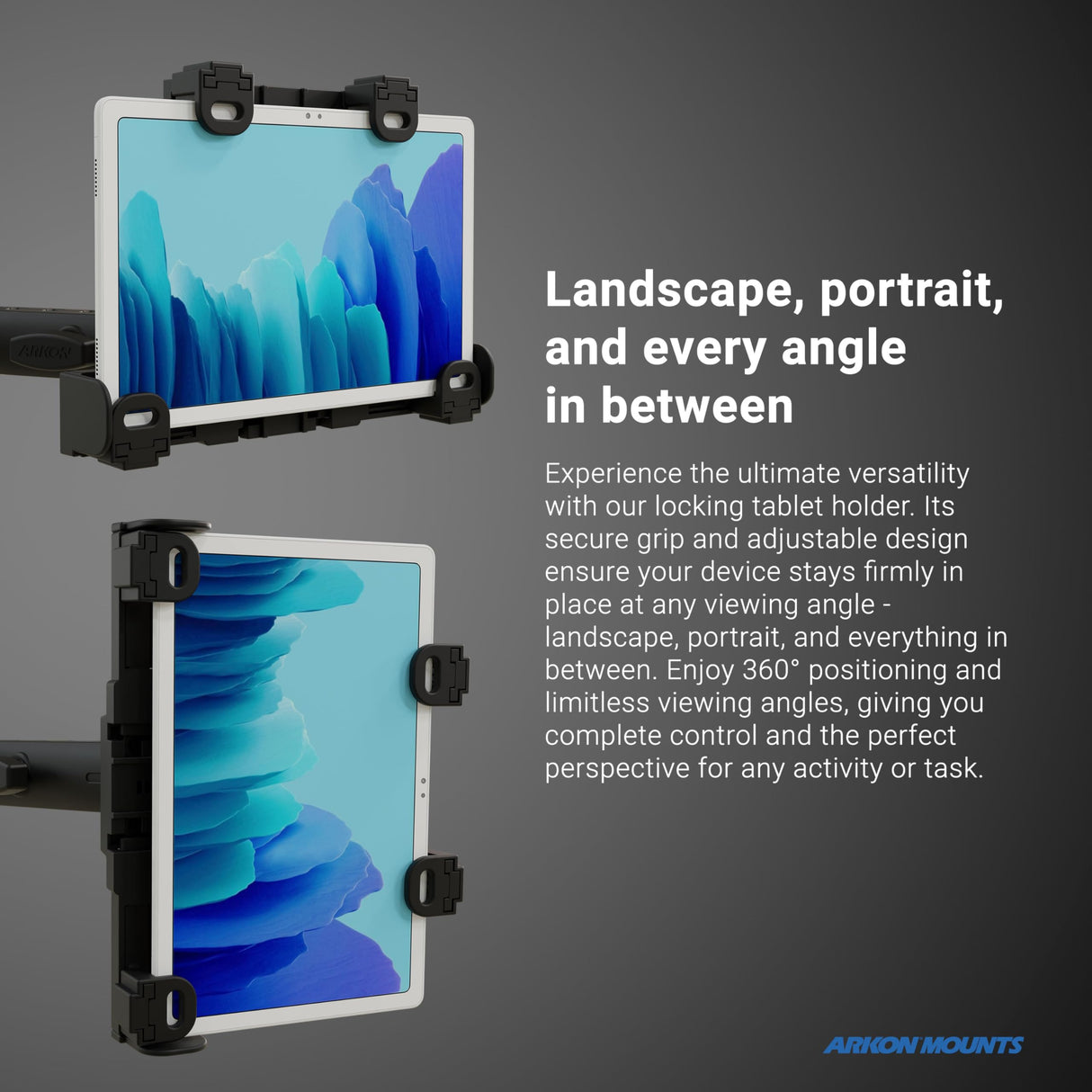 ARKON Mounts - Soporte para tablet con bloqueo de carretilla elevadora con brazo de eje de 8.5 pulgadas, flexibilidad ajustable, instalación sin esfuerzo, diseñado para vehículos de almacén, se adapta