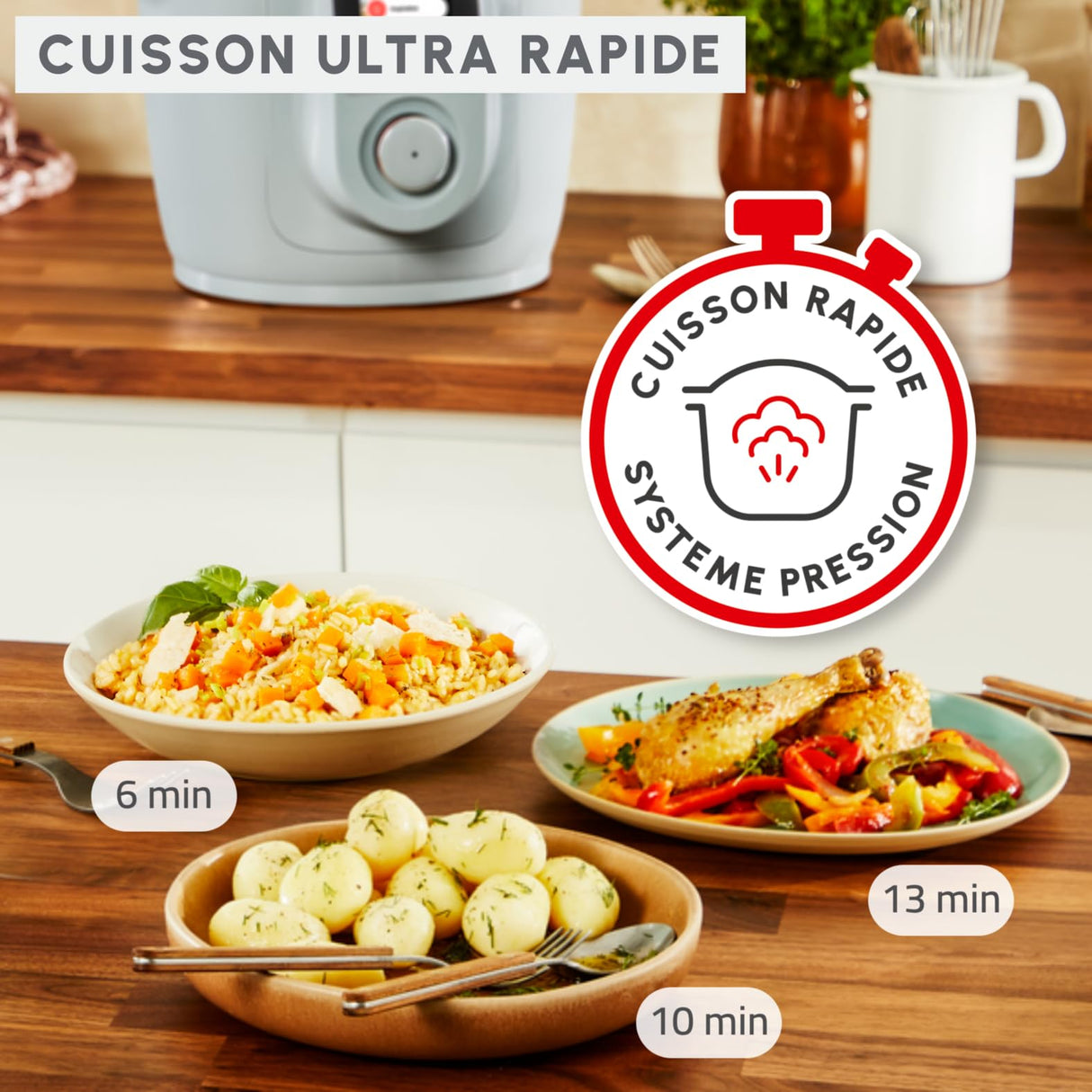 Moulinex Cookeo Wifi 10 en 1, Multicooker inteligente de alta presión, 10 modos de cocción, rápido, sin vigilancia, guía de cocción paso a paso, 6 L, CE96G310