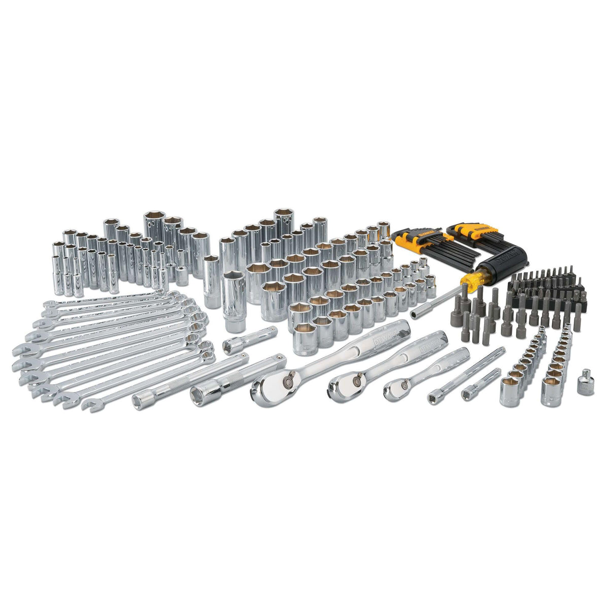 DEWALT Juego de herramientas mecánicas, unidad de 1/4" y 3/8" y 1/2", SAE/métrica, 205 piezas (DWMT81534)