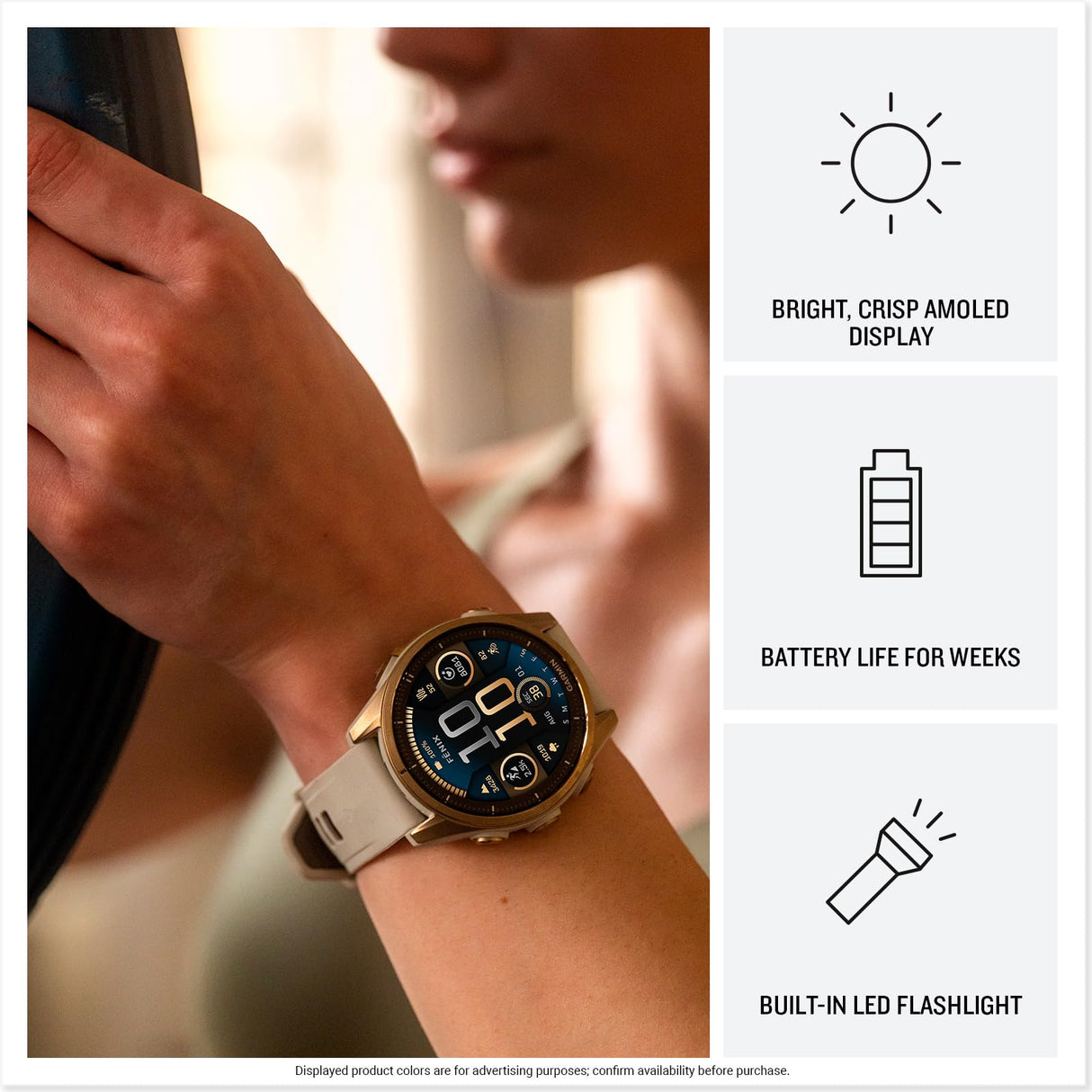Garmin fēnix 8-43mm - Reloj de Alto Rendimiento GPS Multideporte con Pantalla táctil AMOLED, Linterna LED, Altavoz y micrófono Integrados, Mapas y hasta 10 días de autonomía, Blanco