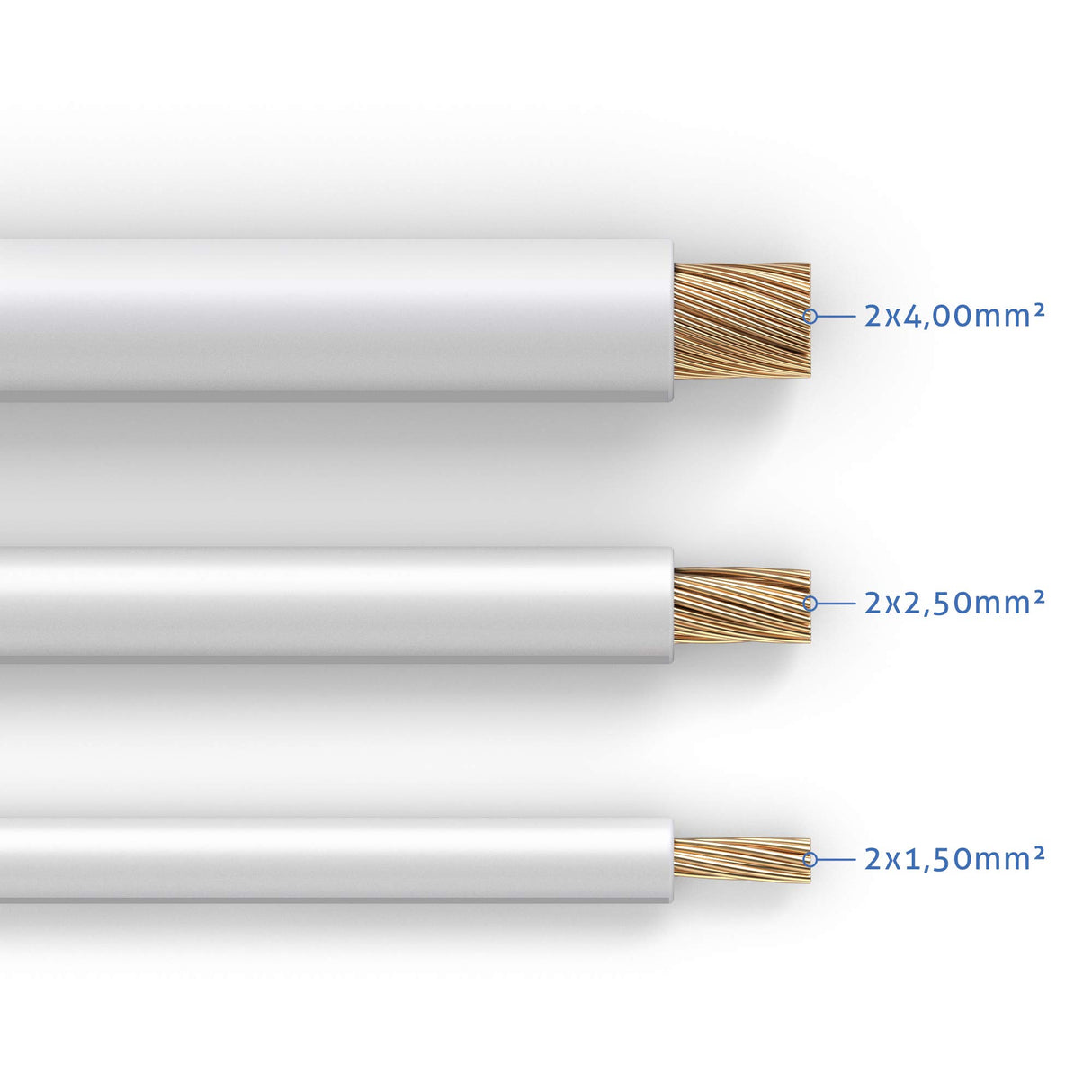 PureLink cable de altavoz cable de altavoz OFC 2x4,00mm² 0,20mm, 50,0m, cable de cobre puro para recintos de alta fidelidad subwoofers, cable de audio con etiquetado de polaridad, blanco