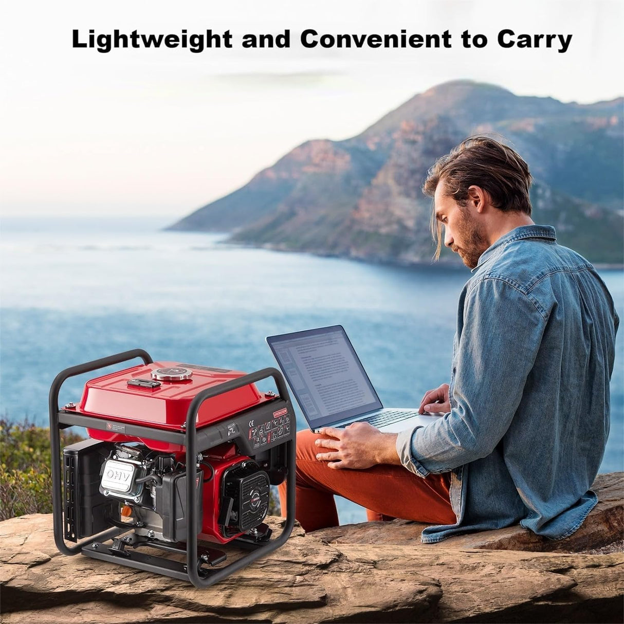 Generador de 4000 W de frecuencia variable, generador de gasolina, extremadamente silencioso, USB, enchufe impermeable, portátil, adecuado para exteriores, camping, autocaravana, emergencia
