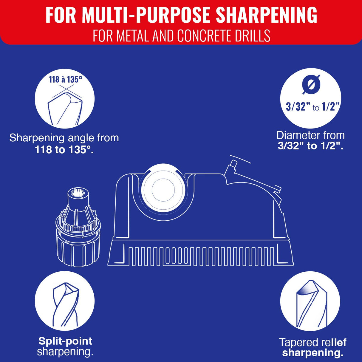 Tivoly Drill Doctor 500 - Afiladora de brocas (de 2,5 a 13 mm, punta 118º y 135º)