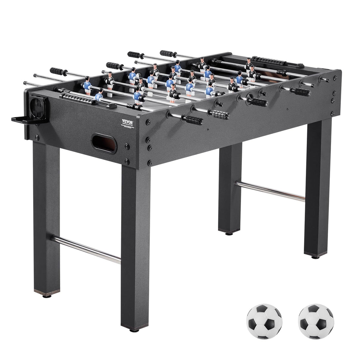 VEVOR Mesa de Futbolín, Tamaño Estándar, Ideal para Interiores, Hogar, Familia y Sala de Juegos, Juego de Fútbol Resistente, Incluye 2 Pelotas, Marcador y 2 Portavasos, 1212 x 610 x 838 mm, Negro