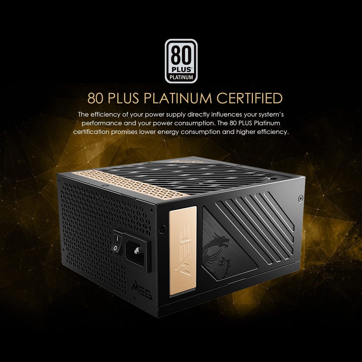 MSI Meg AI1300P PCIE5 Fuente de Alimentación 1300W, 80+ Platinum, ATX 3.0 Totalmente Modular, Soporte GPU PCIe 5.0, Ventilador 120 mm