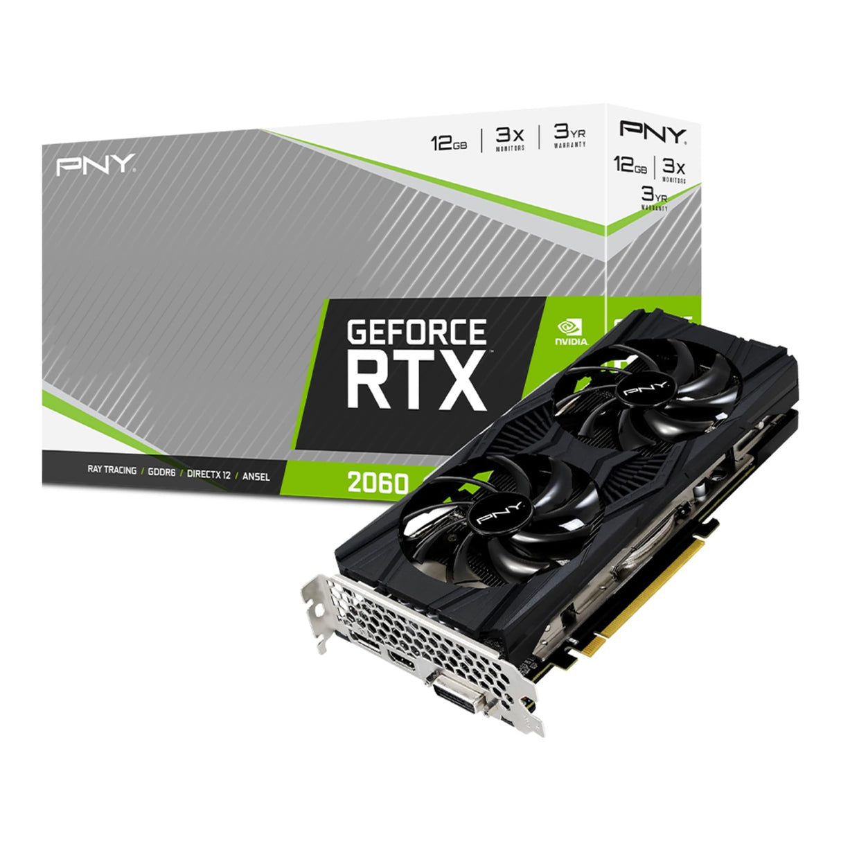 PNY GEFORCE RTX 2060 12GB XLR8 Gaming Revel Epic-X RGB Dual Fan Edition, Negro