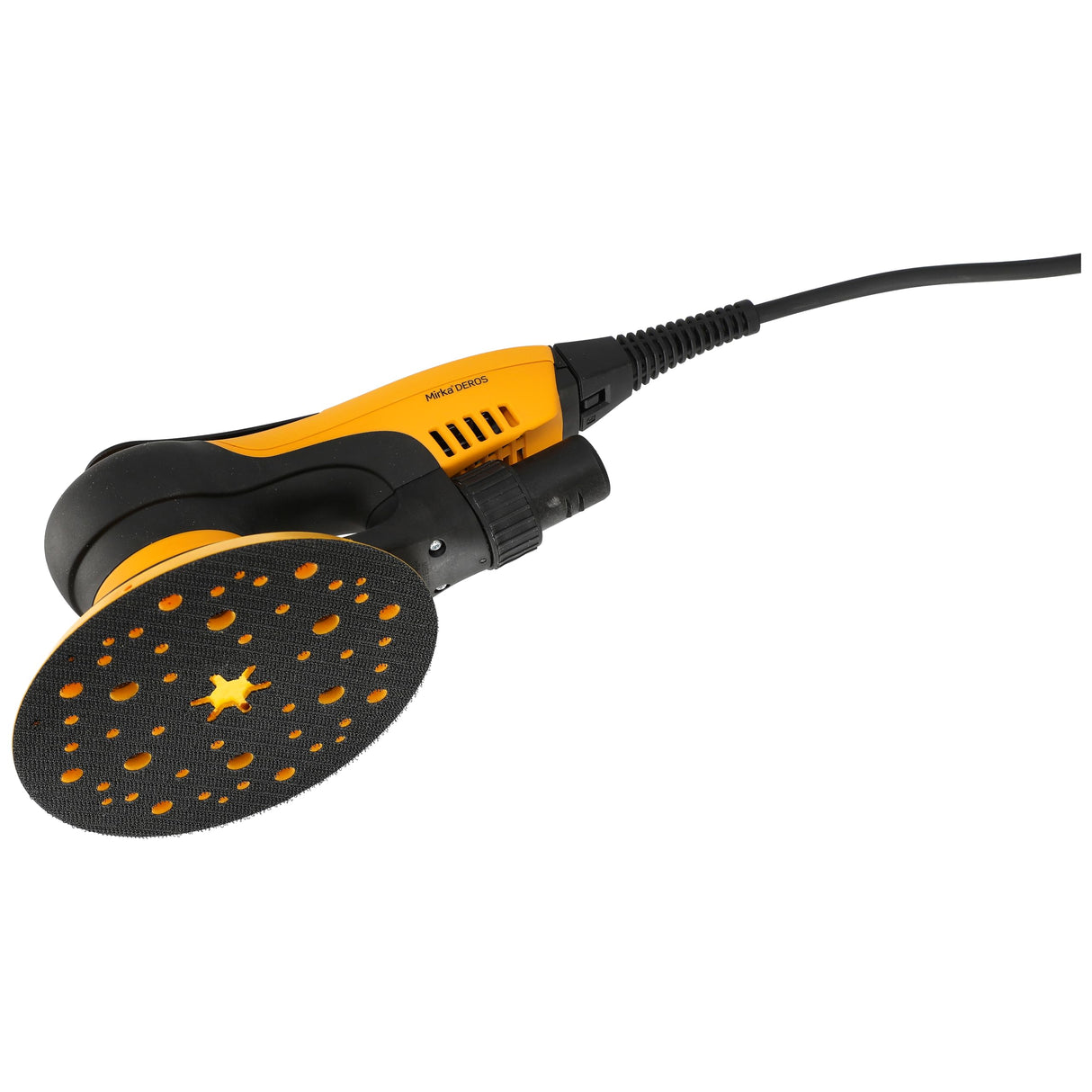 Mirka DEROS II 650 Lijadora electrica excéntrica con aspiración central y cierre adhesivo para papel de lija Ø 150 mm/Órbita 5.0mm Lijadora orbital para lijado sin polvo de madera, yeso y metal
