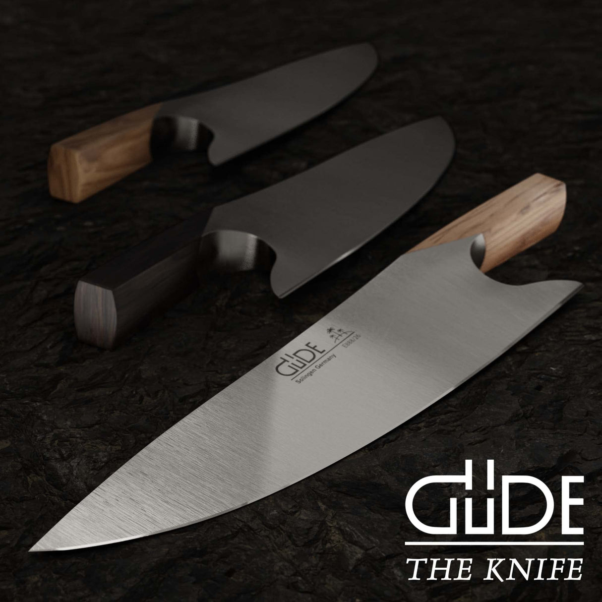 Güde Solingen - THE KNIFE forjado, 26 cm, roble de barril, Cuchillo De Concinero, Hecho a mano en Alemania