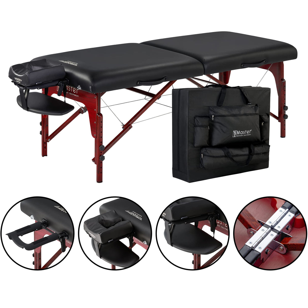 Master Massage Cama de Masaje portátil Plegable para Cama de Belleza, Color Negro, 71 cm
