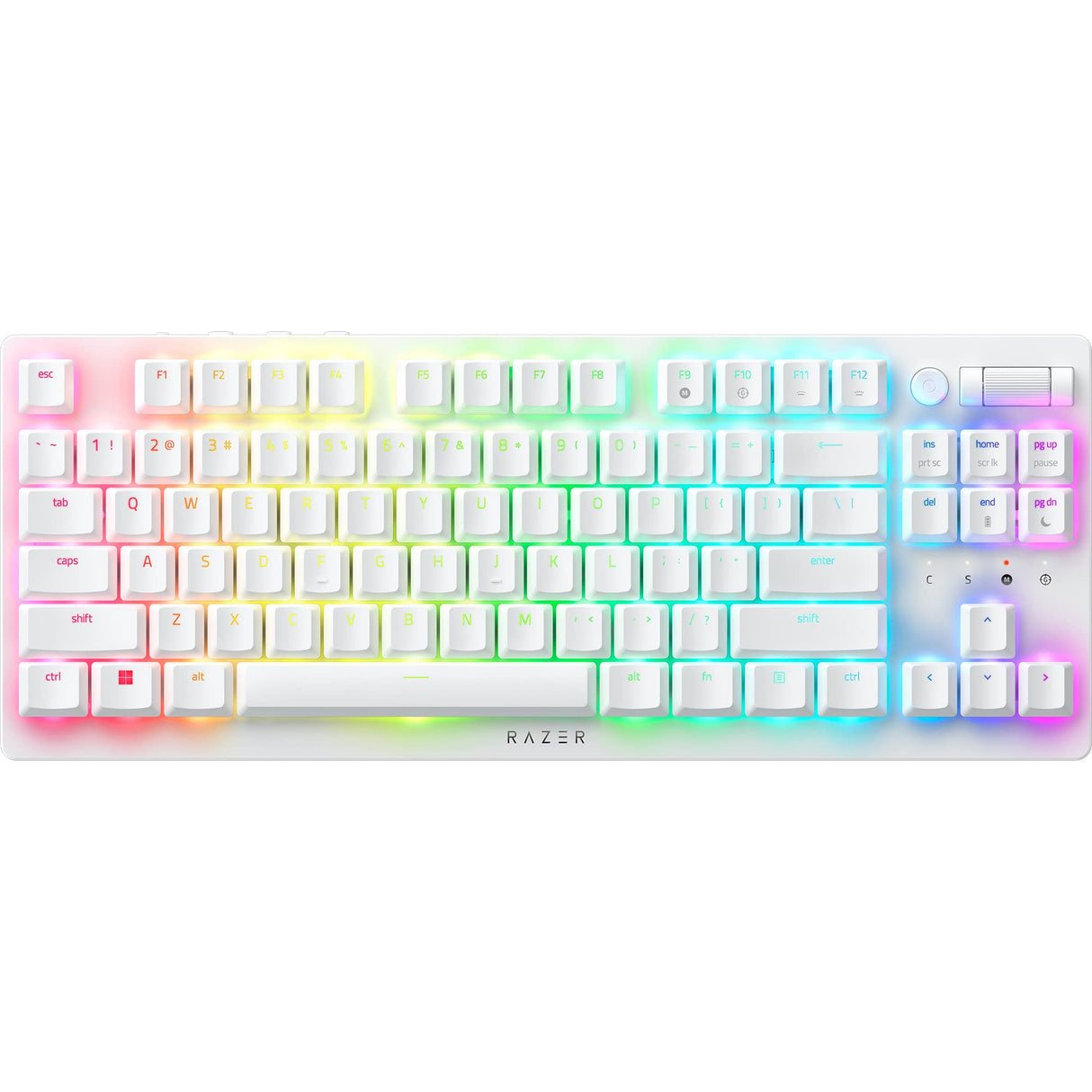 Razer DeathStalker V2 Pro Tenkeyless (Interruptor Rojo) - Teclado Óptico Inalámbrico para Juegos de Bajo Perfil (Interruptores Ópticos Lineales, HyperSpeed Wireless, Bluetooth 5.0) Diseño US, Blanco