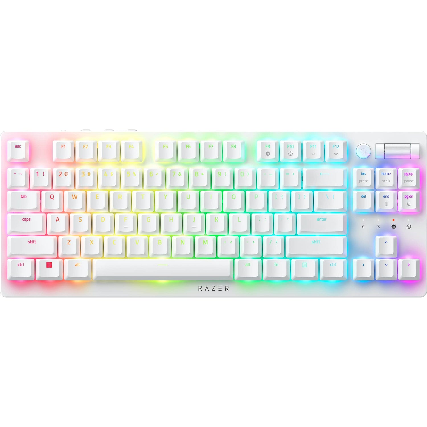 Razer DeathStalker V2 Pro Tenkeyless (Interruptor Rojo) - Teclado Óptico Inalámbrico para Juegos de Bajo Perfil (Interruptores Ópticos Lineales, HyperSpeed Wireless, Bluetooth 5.0) Diseño US, Blanco