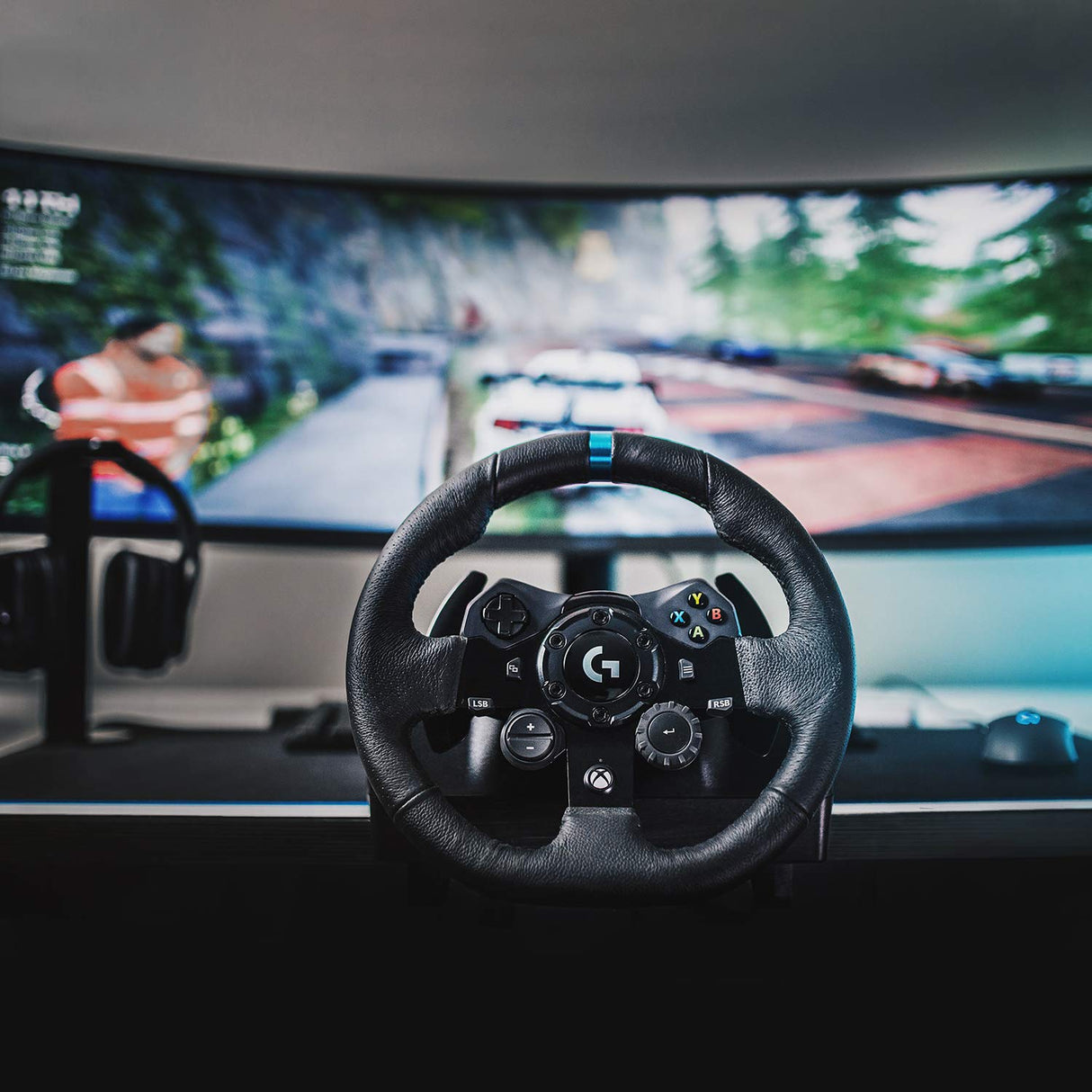 Volante de Carrera y Pedales Logitech G923 USB para Xbox One y PC, Enchufe inglés Tipo G - Negro