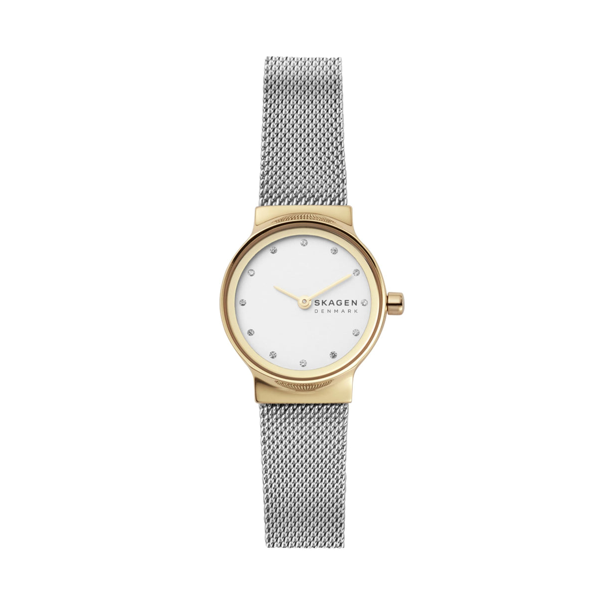 Skagen Freja reloj para mujer, movimiento de cuarzo con correa de acero o piel, Tono plateado y tono dorado, 26MM