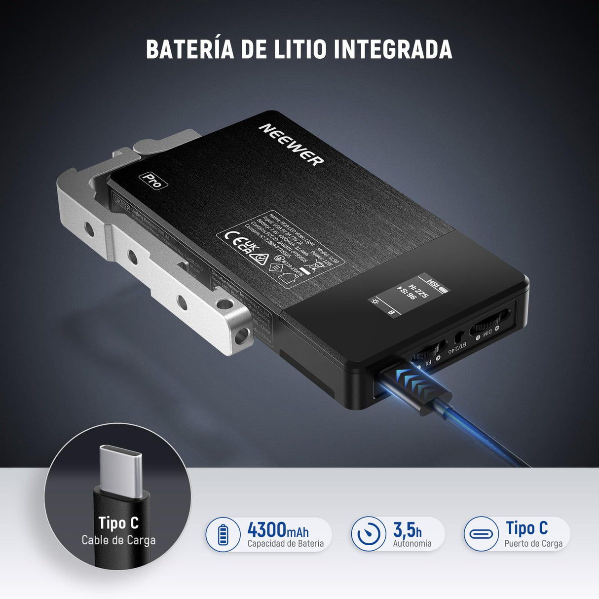 NEEWER - Lámpara de vídeo RGB de 12 W, Panel LED para Streaming, Selfie, 2500 K-10000 K CRI97+, Control App/2.4 G, batería 4300 mAh, Soporte de Escritorio para Vlogging, grabación de vídeo, Podcast