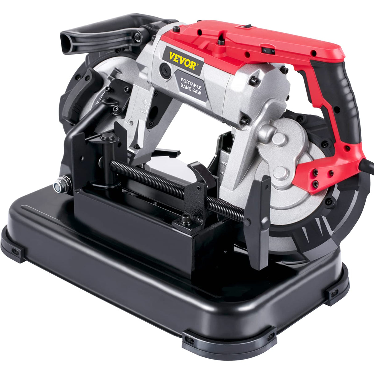 VEVOR Sierra de Cinta de Metal 1100W Base 0 – 45° Sierra de Cinta Profesional Tamaño Corte 12,7cm 137,8-472,4 Pies/min Sierra de Cinta de Corte para Metal, Acero, Aluminio y Cable Compuesto