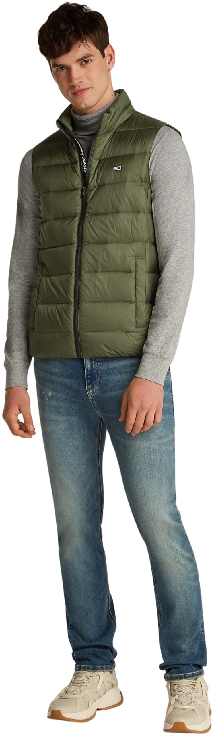 Tommy Jeans Chaleco Hombre Down ligero, Verde (Fatigue Green), S