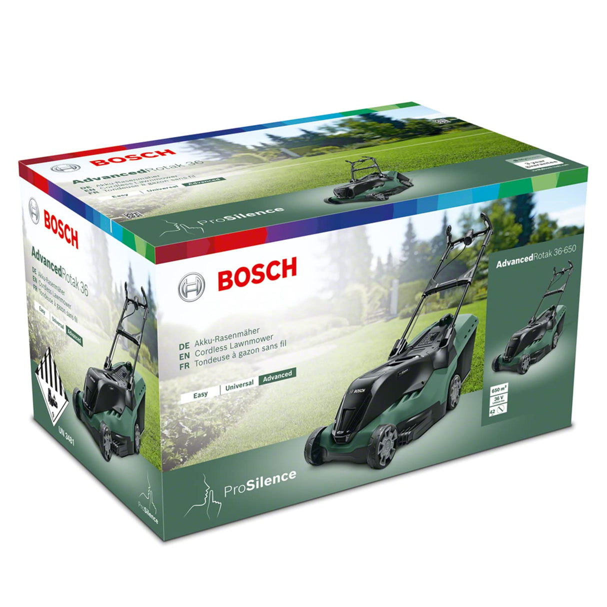 Bosch Cortacésped a batería AdvancedRotak 36-660 (36 Volt, 2X Batería 2,0 Ah, Ancho de Corte: 40 cm, Superficies hasta 660 m², en Caja)