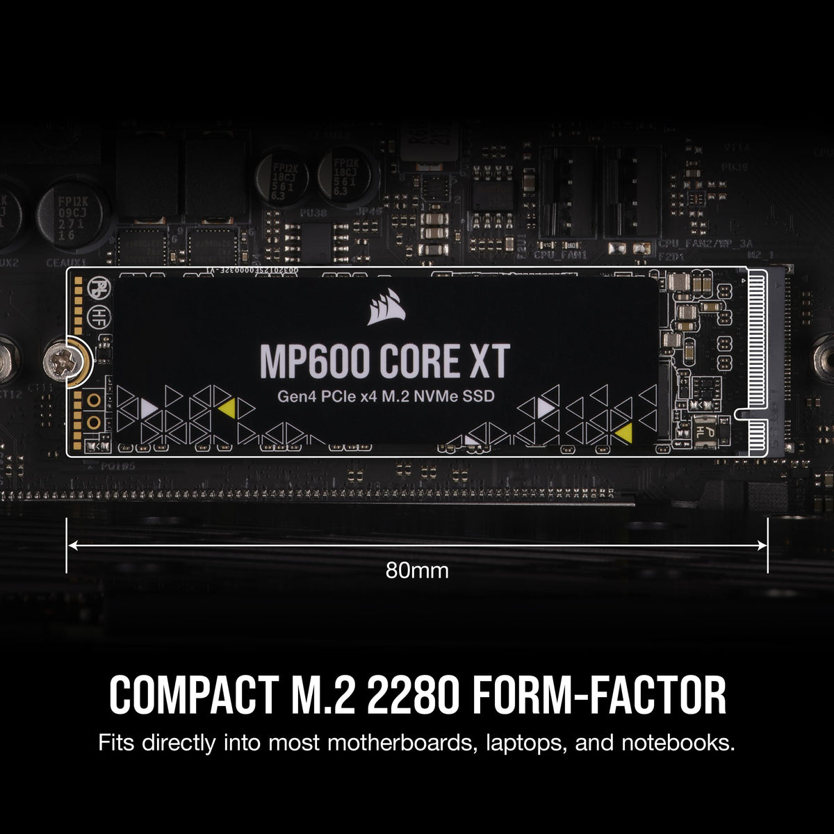 Corsair MP600 Core XT 2TB M.2 PCIe Gen4 NVMe SSD – hasta 5900 MB/s – QLC NAND – M.2 2280 – para Ordenadores Portátiles y de Sobremesa PCIe 4.0 – Negro