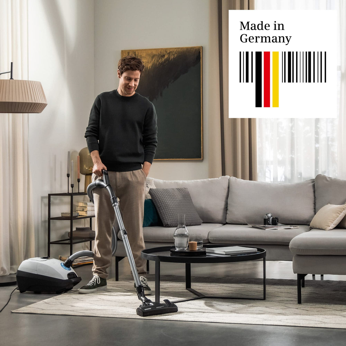 Siemens Aspirador con bolsa Z 7.0 VSZ7442S ideal para alérgicos, filtro higiénico Plus, extremadamente silencioso, boquilla de suelo para parqué, alfombra, baldosas, cable largo, boquilla XXL,