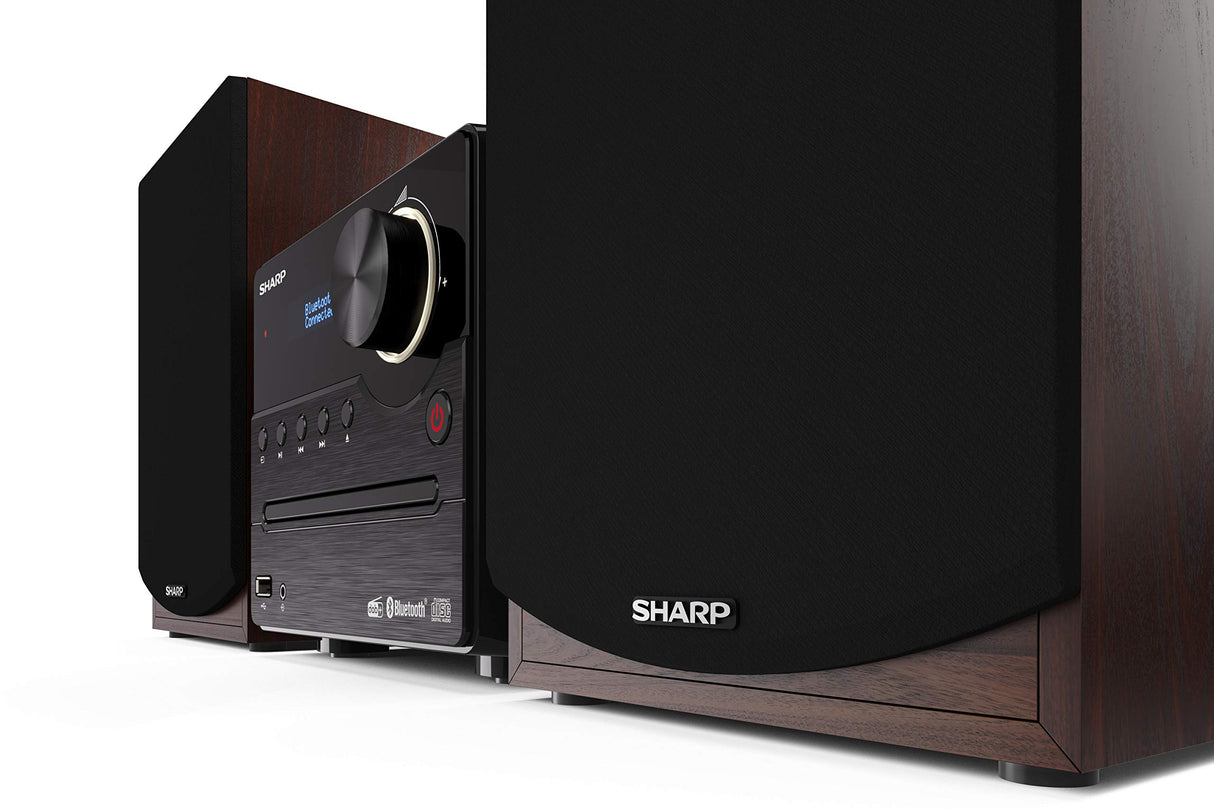 Sharp XL-B517D(BR) Microcadena Sound System Estereo con Radio Dab, Dab+, FM, Bluetooth, CD-MP3, reproducción USB, Altavoces de Madera y 45W Color Marron