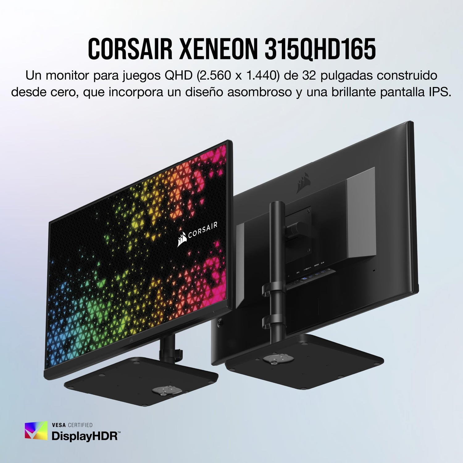 Corsair XENEON 315QHD165 Monitor de Juegos IPS de 32 Pulgadas - 2560 x 1440, 165 Hz, 1 ms, Compatible con NVIDIA G-Sync, AMD FreeSync Premium, HDR Ready, DisplayPort, HDMI 2.0, USB 3.0 - Negro