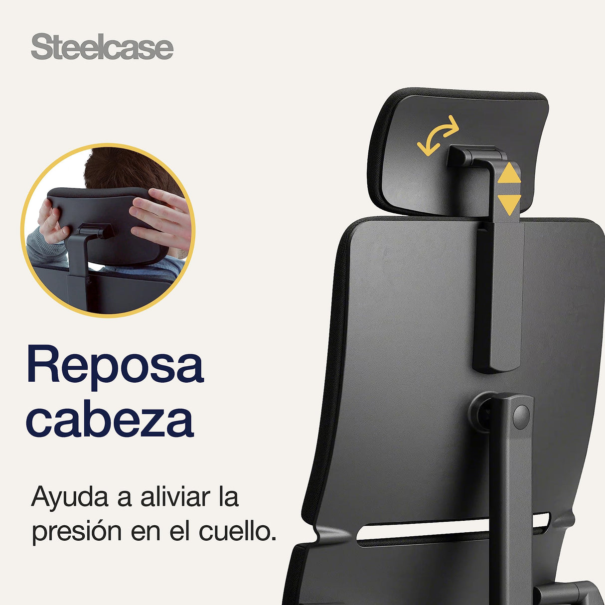 Steelcase Please, silla de oficina ergonómica con respaldo alto regulable en altura, brazos regulables y reposa cabeza regulable Ónix
