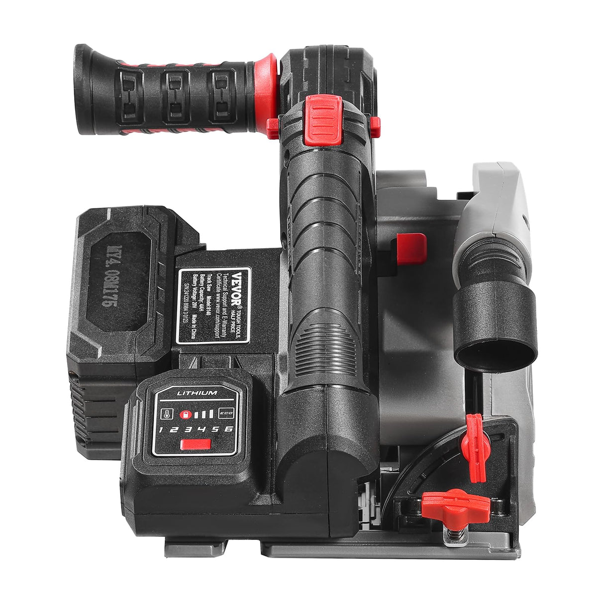 VEVOR Sierra Circular Inalámbrica, Hoja de 139,7 mm, Sierra Circular con Batería de 20 V y 4 Ah, Estuche Rígido, Profundidad de Corte de 52 mm para Madera, Plástico, Metal, Riel Guía no Incluido