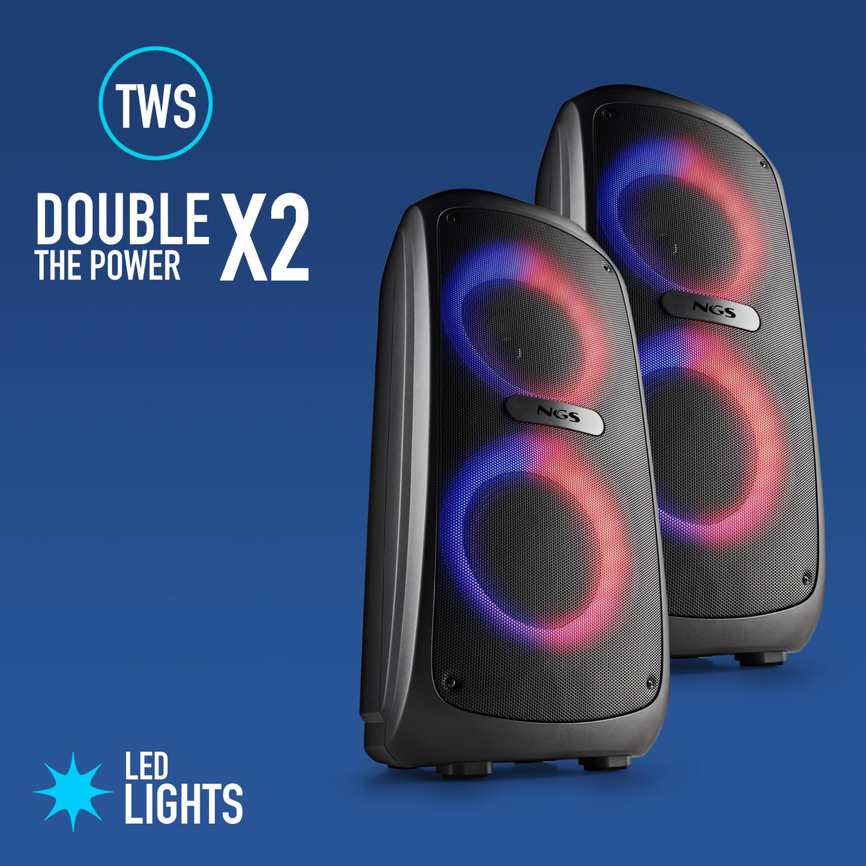 NGS Wild Temper Altavoz Portátil Inalámbrico con Batería Bluetooth/USB/AUX IN 200W Negro